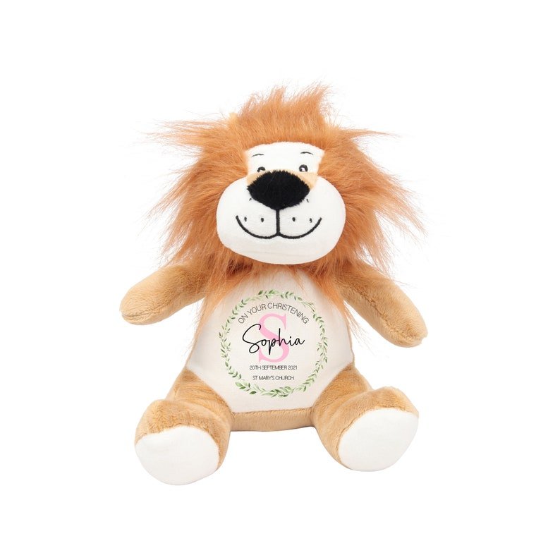 Personalised Christening Gift Lion Teddy Bear - Chicken Craft Ltd