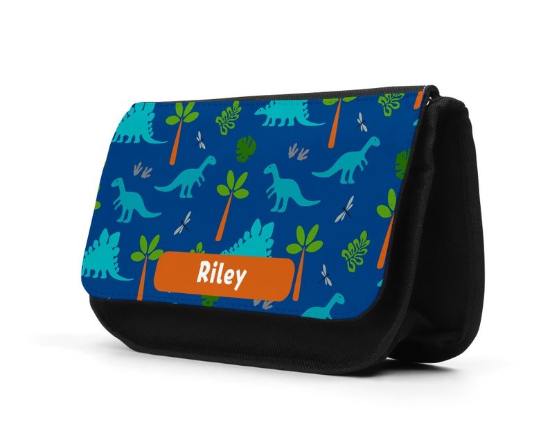Personalised Blue Dinosaur Pencil Case