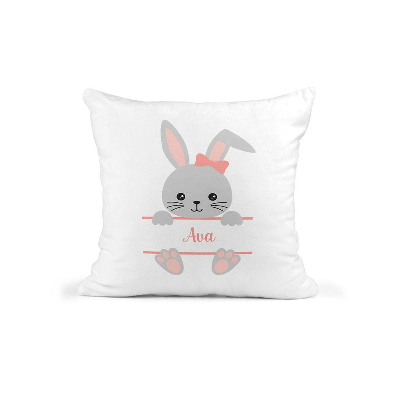 Personalised Easter Bunny Cushion with Name showing a soft rabbit design styled view