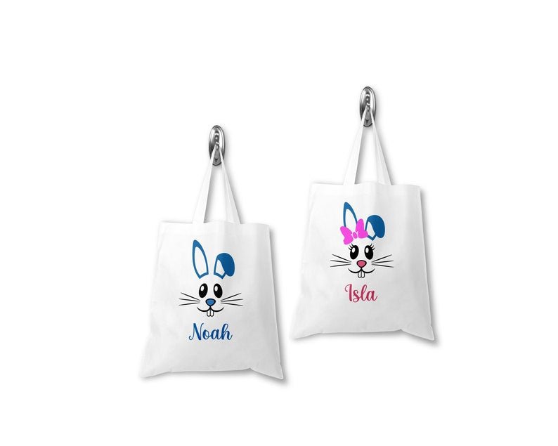 Personalised Blue Ears Easter Bunny Tote Bag
