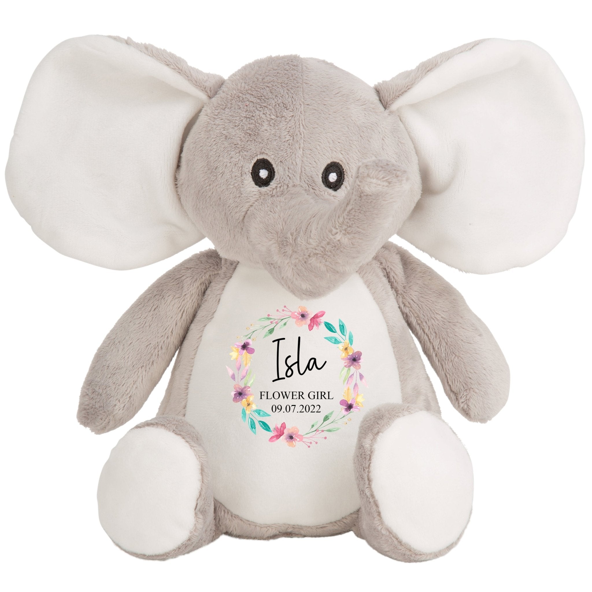 Personalised Elephant Soft Toy for Flower Girl - Chicken Craft Ltd