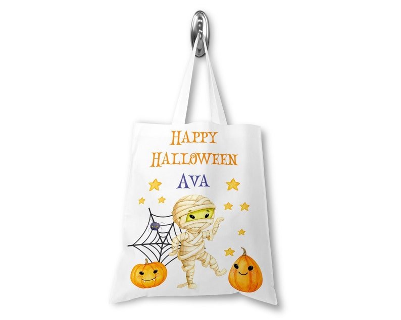 Personalised White Mummy Trick or Treat Tote Bag