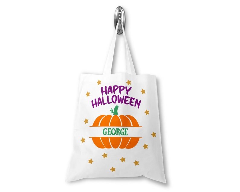 Personalised Pumpkin Name Trick or Treat Tote Bag
