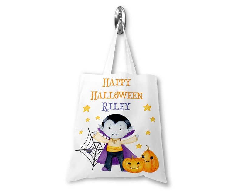 Personalised White Vampire Trick or Treat Tote Bag