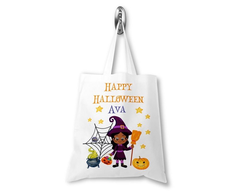 Personalised Little Witch Trick or Treat Tote Bag