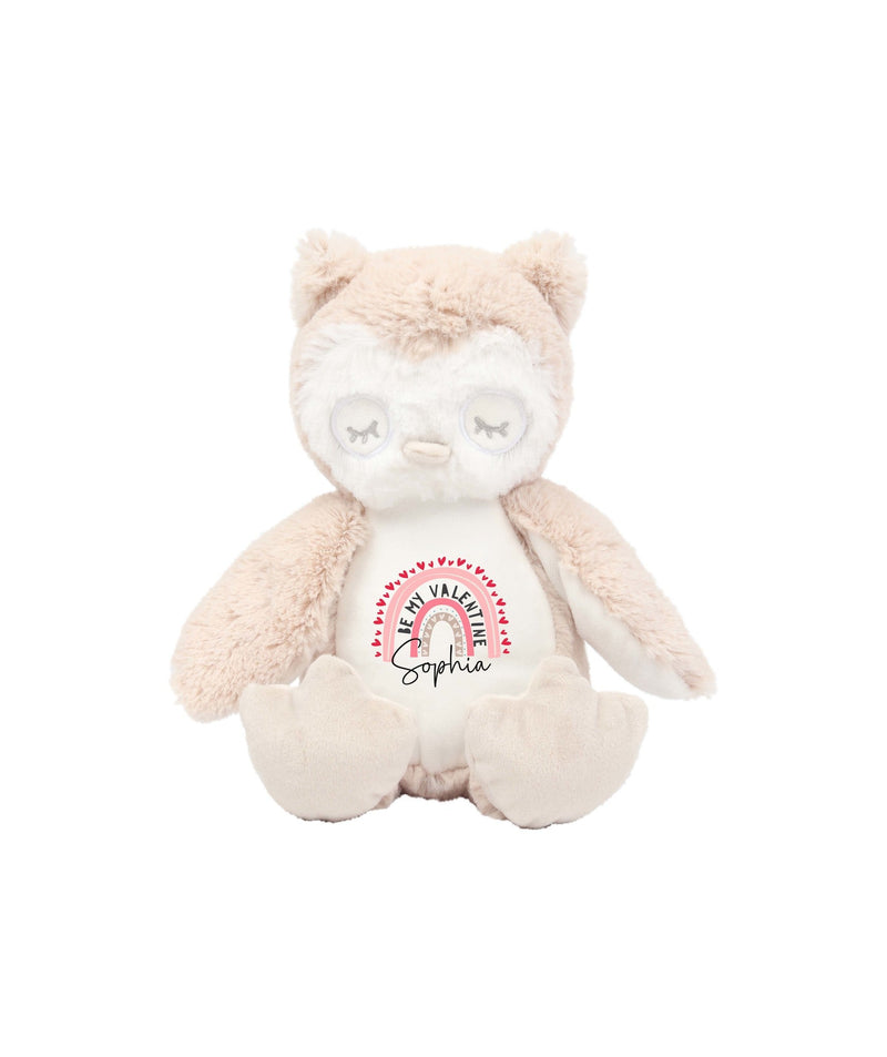 Personalised Owl Floral Soft Toy with Name showing floral name