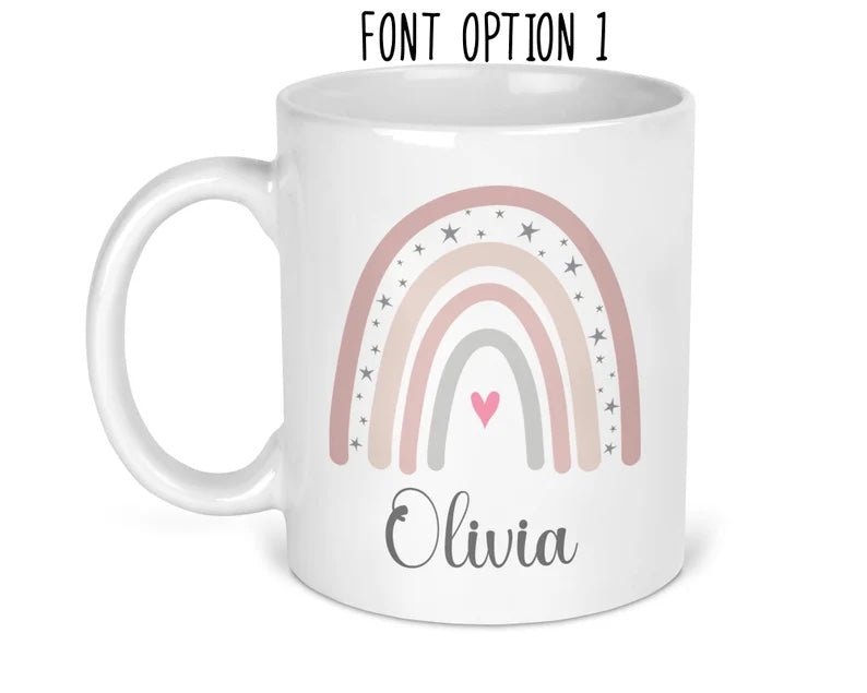 Personalised Rainbow Mug with Name shown with printed design
