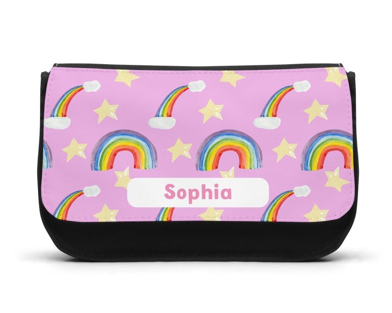 Personalised Pink Rainbow Pencil Case