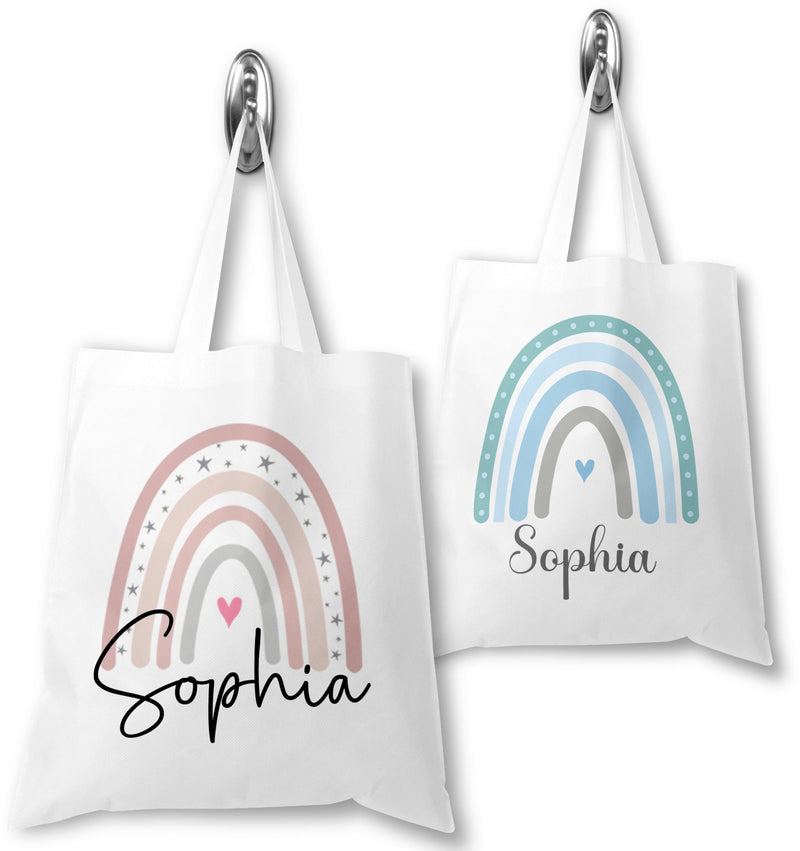 Personalised rainbow tote bag with name