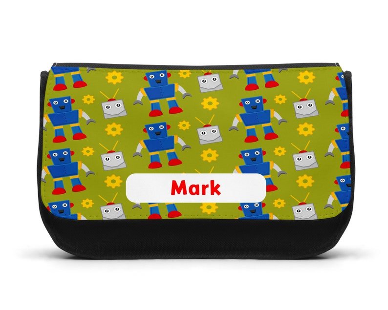 Personalised Green Robot Pencil Case