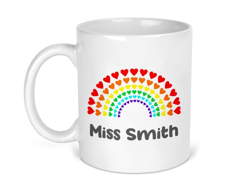 Personalised Teacher Mug shown with printed design