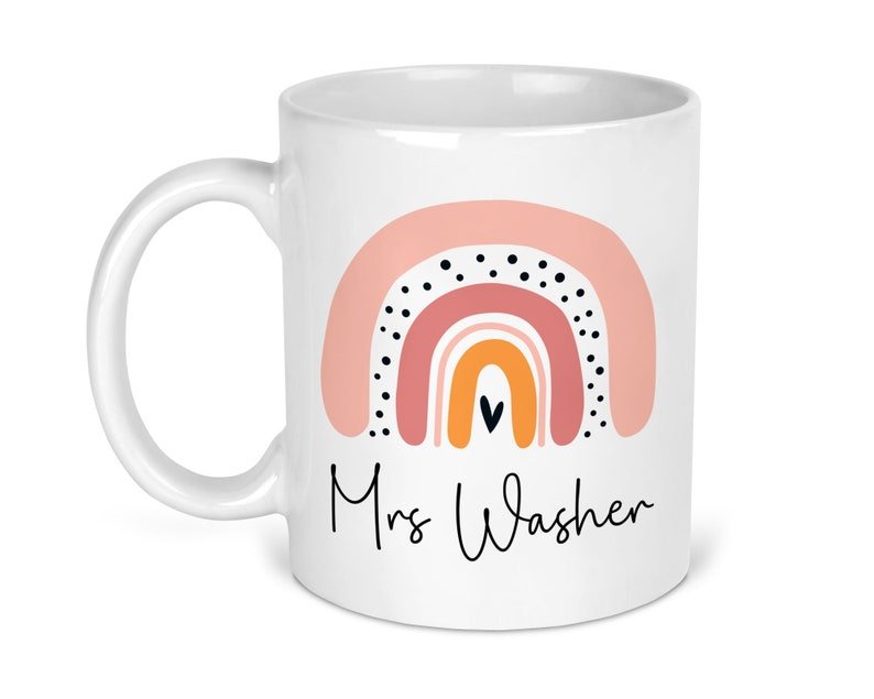 Personalised Teacher Rainbow Mug shown with printed design