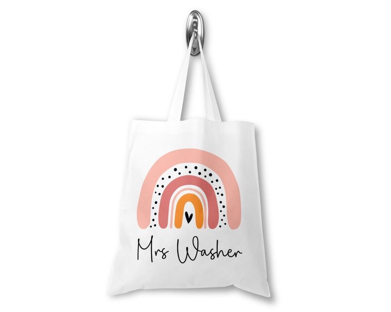 Personalised Pastel Teacher Rainbow Tote Bag