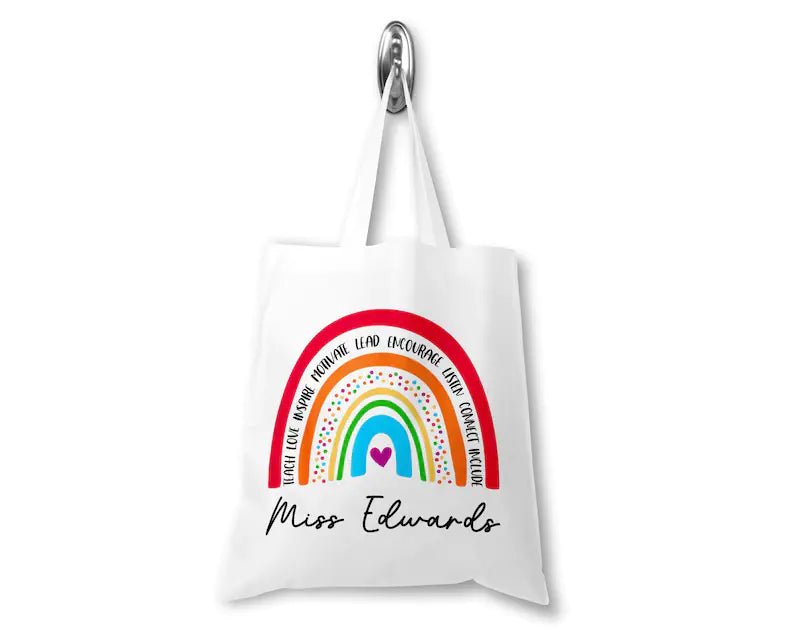 Personalised Teacher Tote Bag - Rainbow - Chicken Craft Ltd
