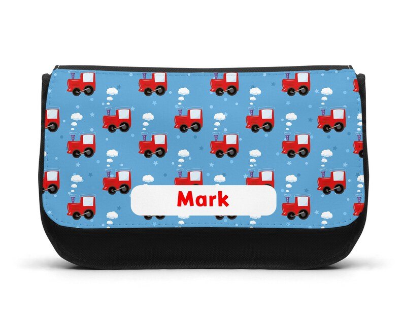 Personalised Blue Train Pencil Case