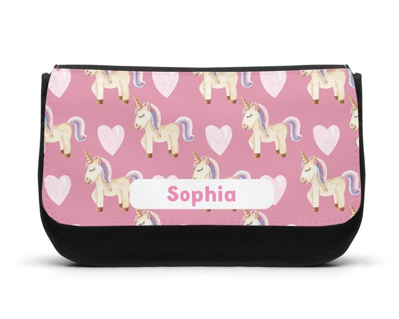 Personalised White Unicorn Pencil Case