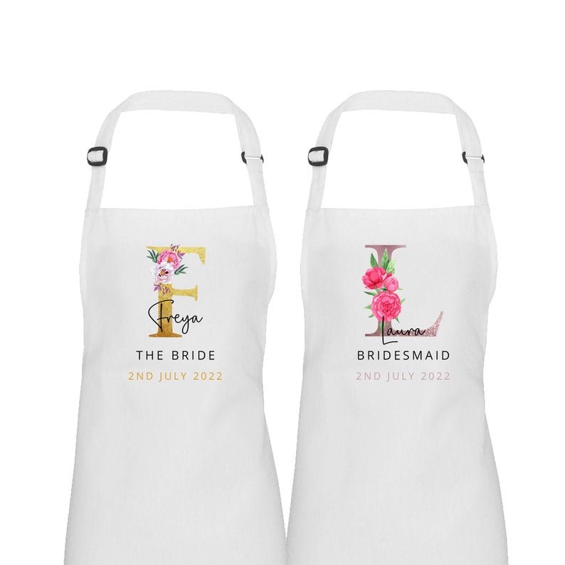 Floral Initial Wedding Apron product photo