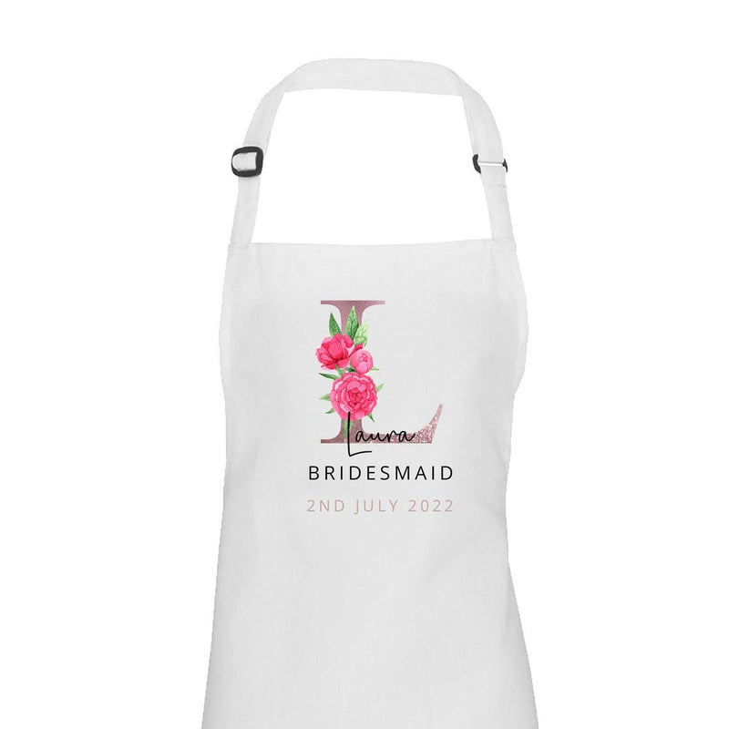 Floral Initial Wedding Apron product photo view 3