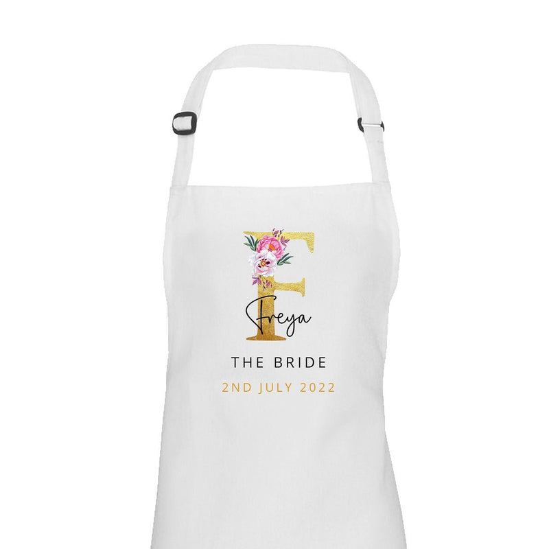 Floral Initial Wedding Apron product photo view 2
