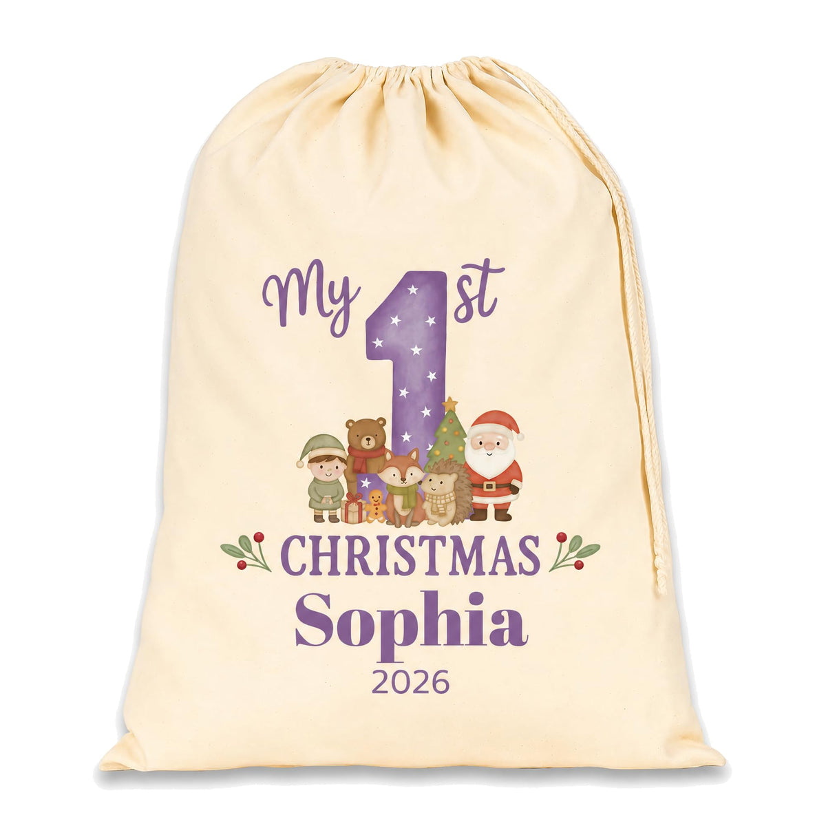 Personalised Purple Extra Large Santa Sack with Name - alternative view