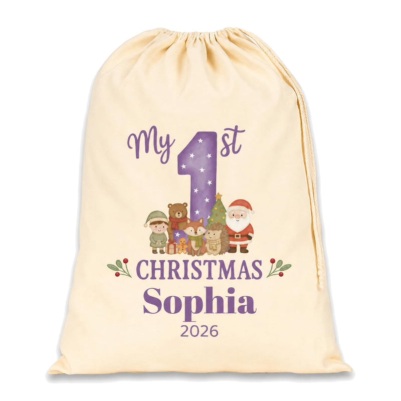 Personalised Purple Extra Large Santa Sack with Name - alternative view