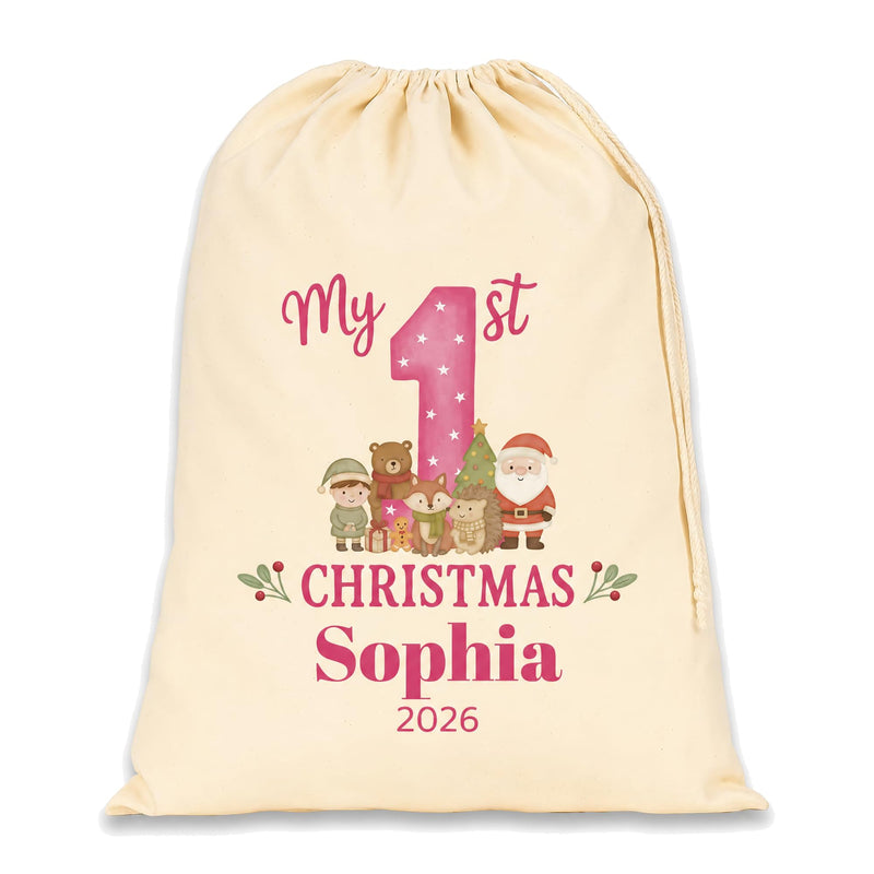 Personalised Pink Extra Large Santa Sack with Name - alternative view