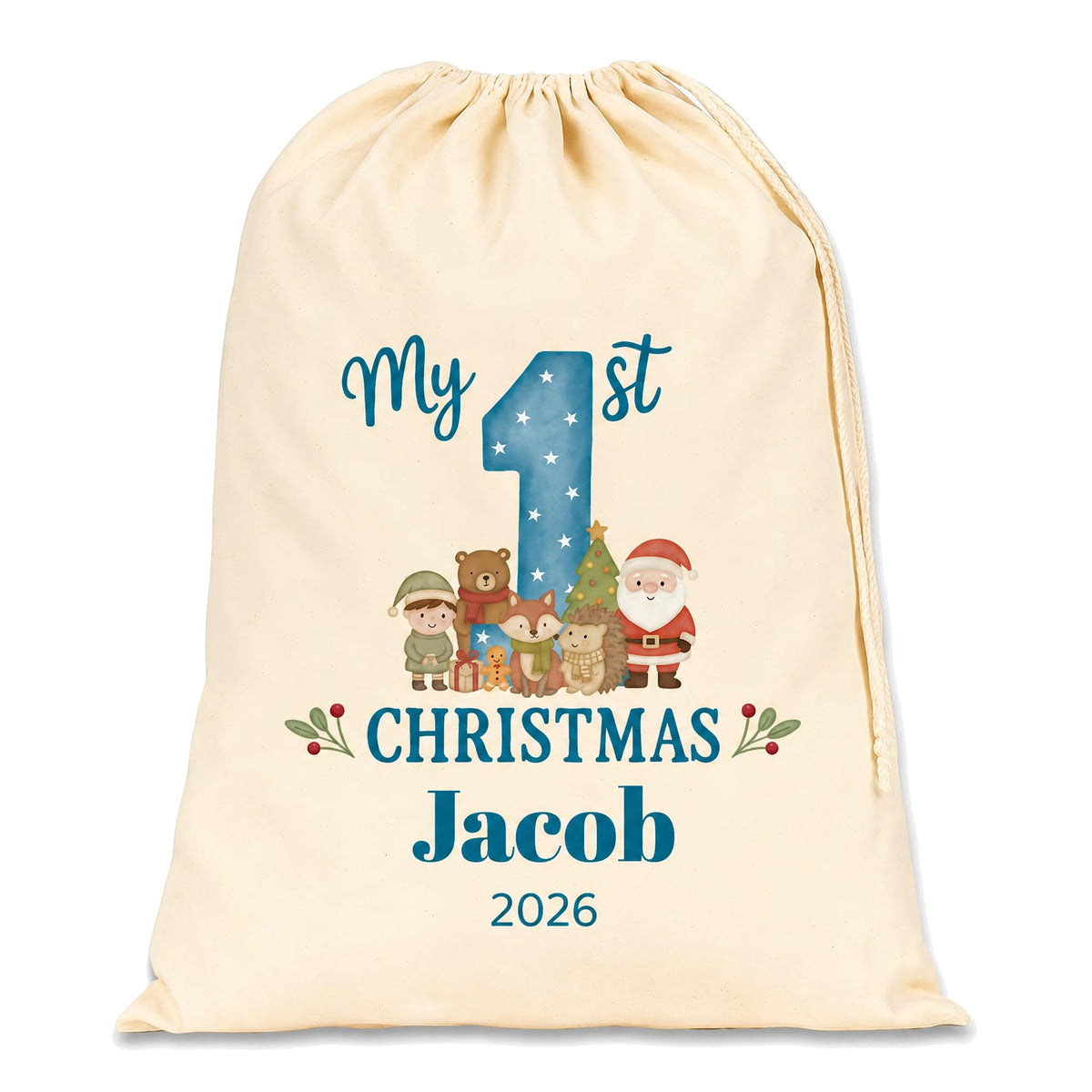 Personalised Blue Extra Large Santa Sack with Name - alternative view