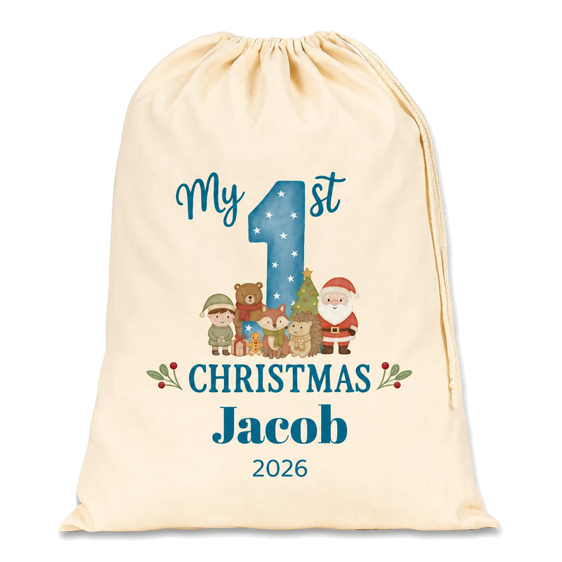 Personalised Blue Extra Large Santa Sack with Name - alternative view