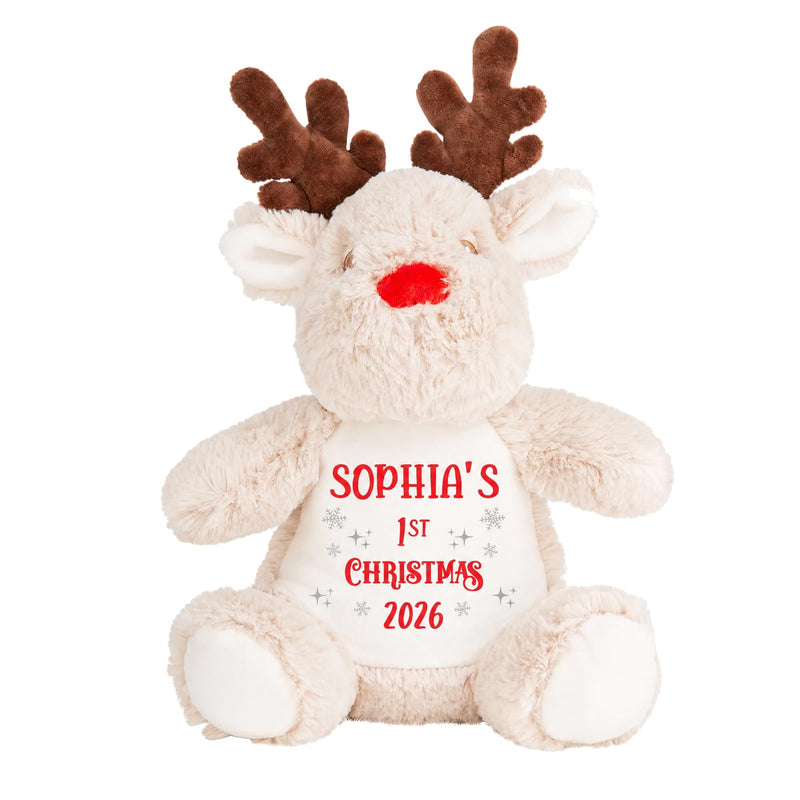 Personalised Baby First Christmas Reindeer Soft Toy with Name - alternative view