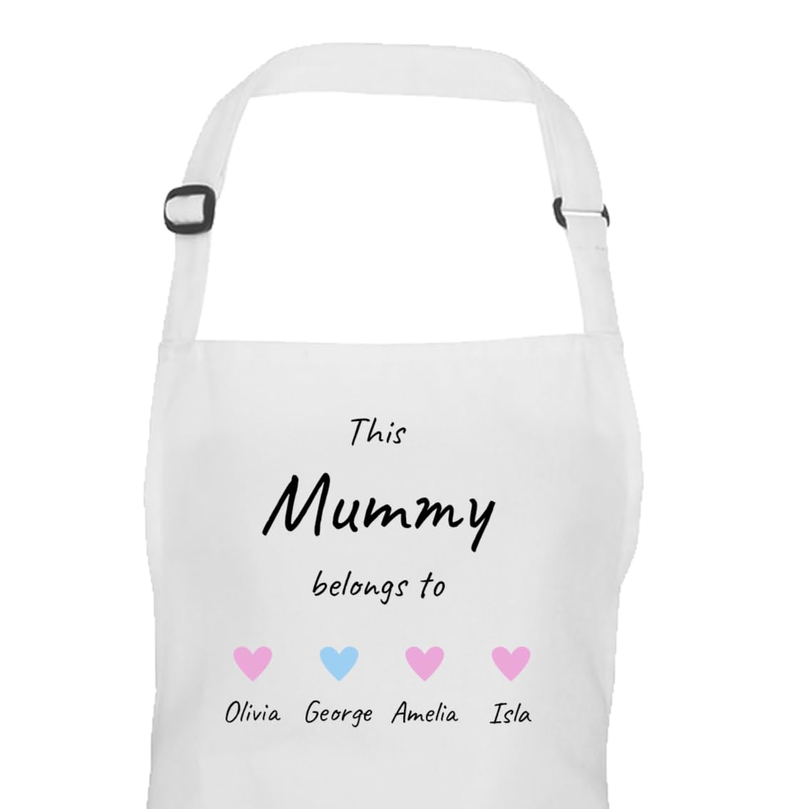 Personalised Hearts Design Mummy Apron with Names