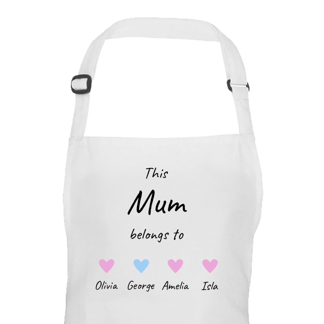 Personalised Mum Hearts Design Apron with Names
