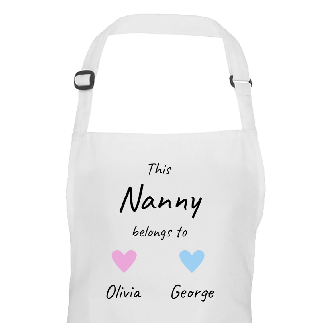 Personalised Nanny Hearts Design Apron with Names