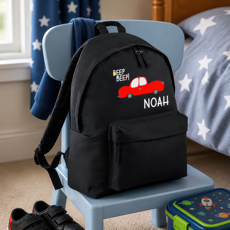 Personalised Beep Beep Kids Backpack with Name - alternative view
