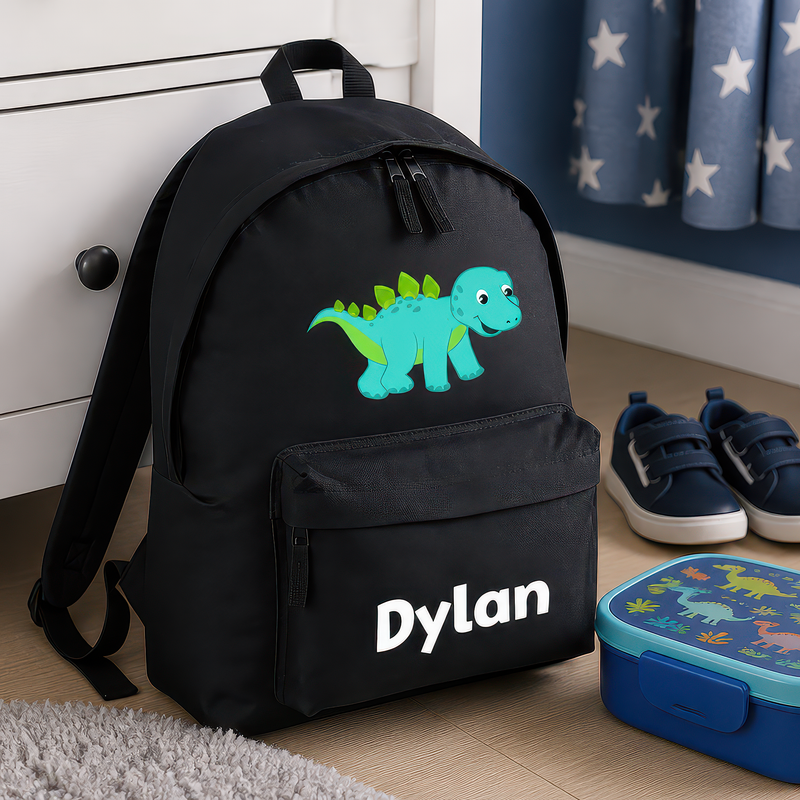 Personalised Blue Dinosaur Kids Backpack with Name - alternative view