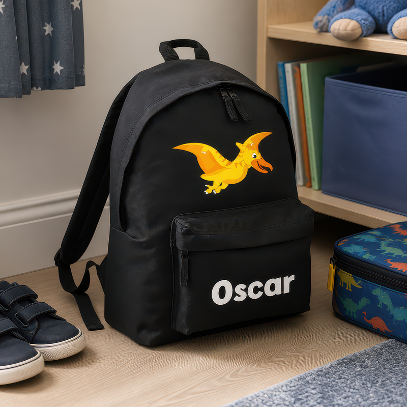 Personalised Flying Dinosaur Kids Backpack with Name - alternative view