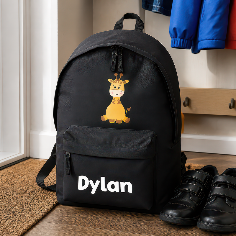 Personalised Giraffe Kids Backpack with Name - alternative view