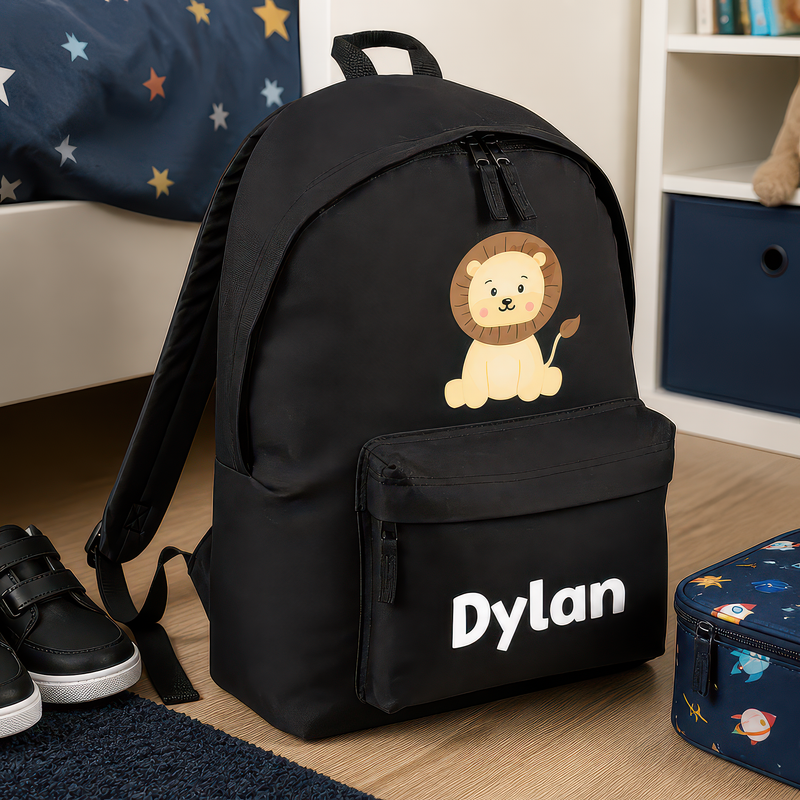 Personalised Lion Kids Backpack with Name - alternative view