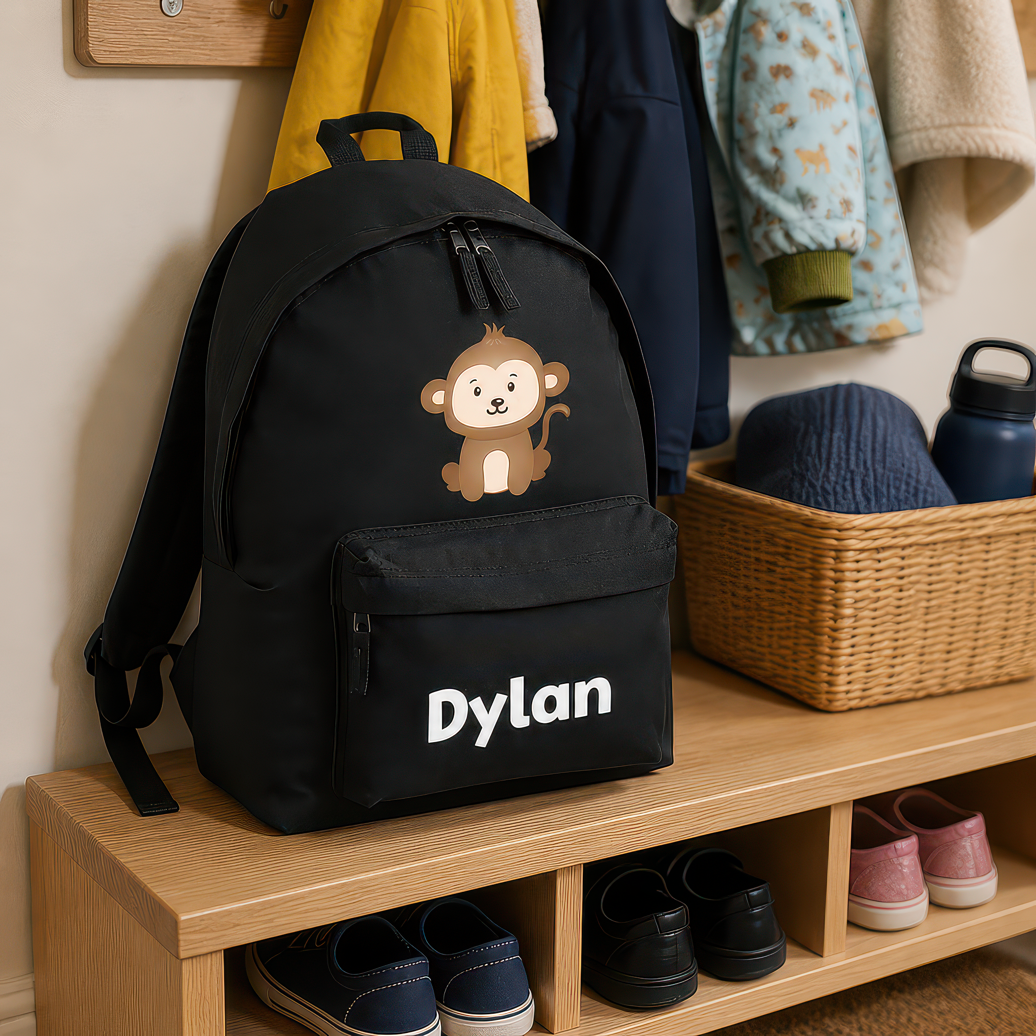 Personalised Monkey Kids Backpack with Name - alternative view