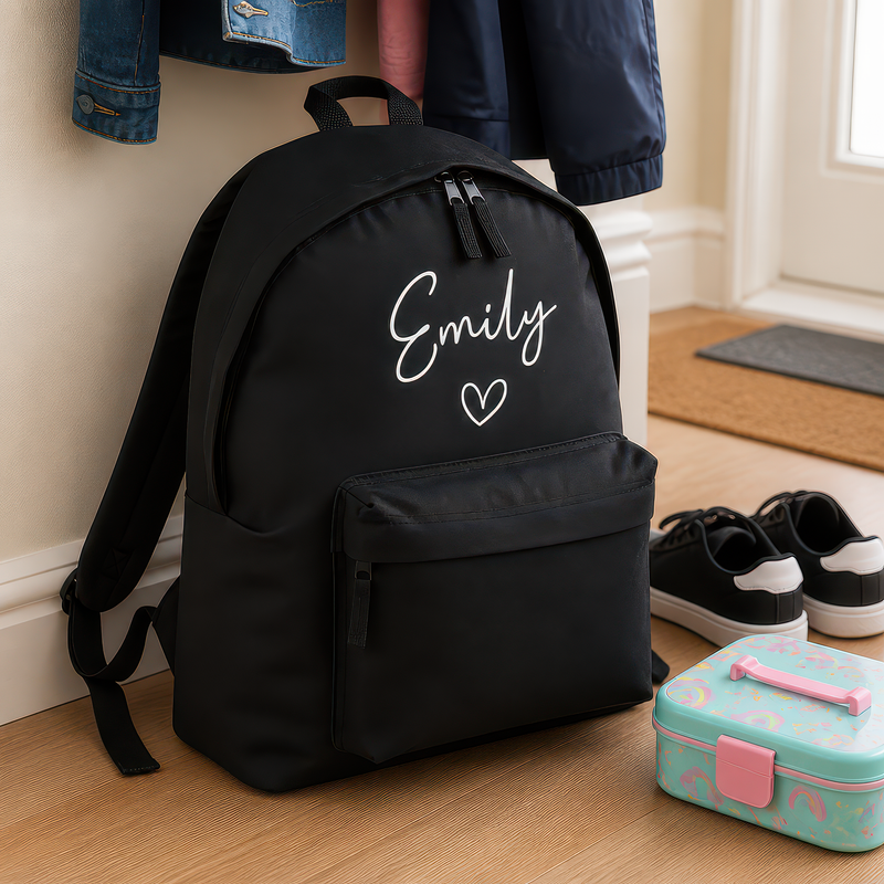Personalised Heart Outline Kids Backpack with Name - alternative view