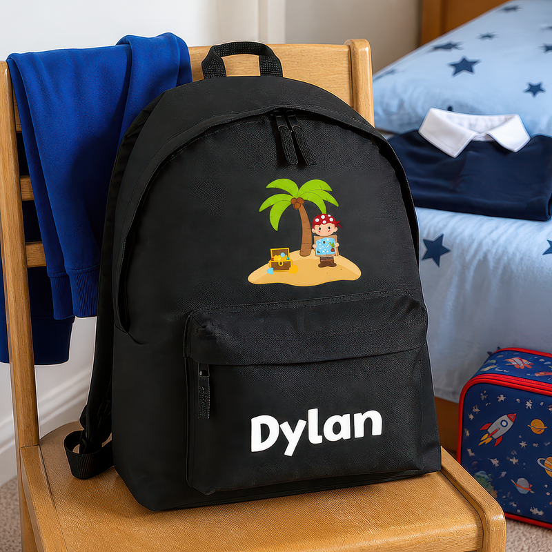 Personalised Pirate Island Kids Backpack with Name - alternative view