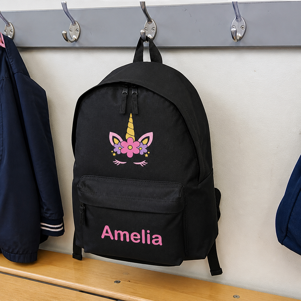 Personalised Unicorn Flower Kids Backpack with Name