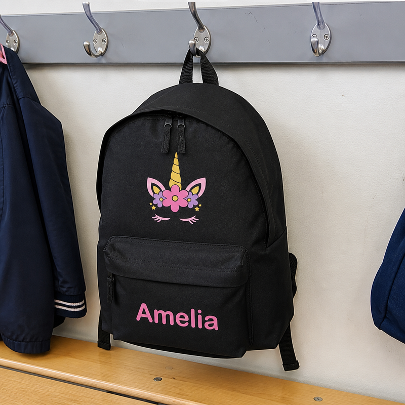 Personalised Unicorn Flower Kids Backpack with Name