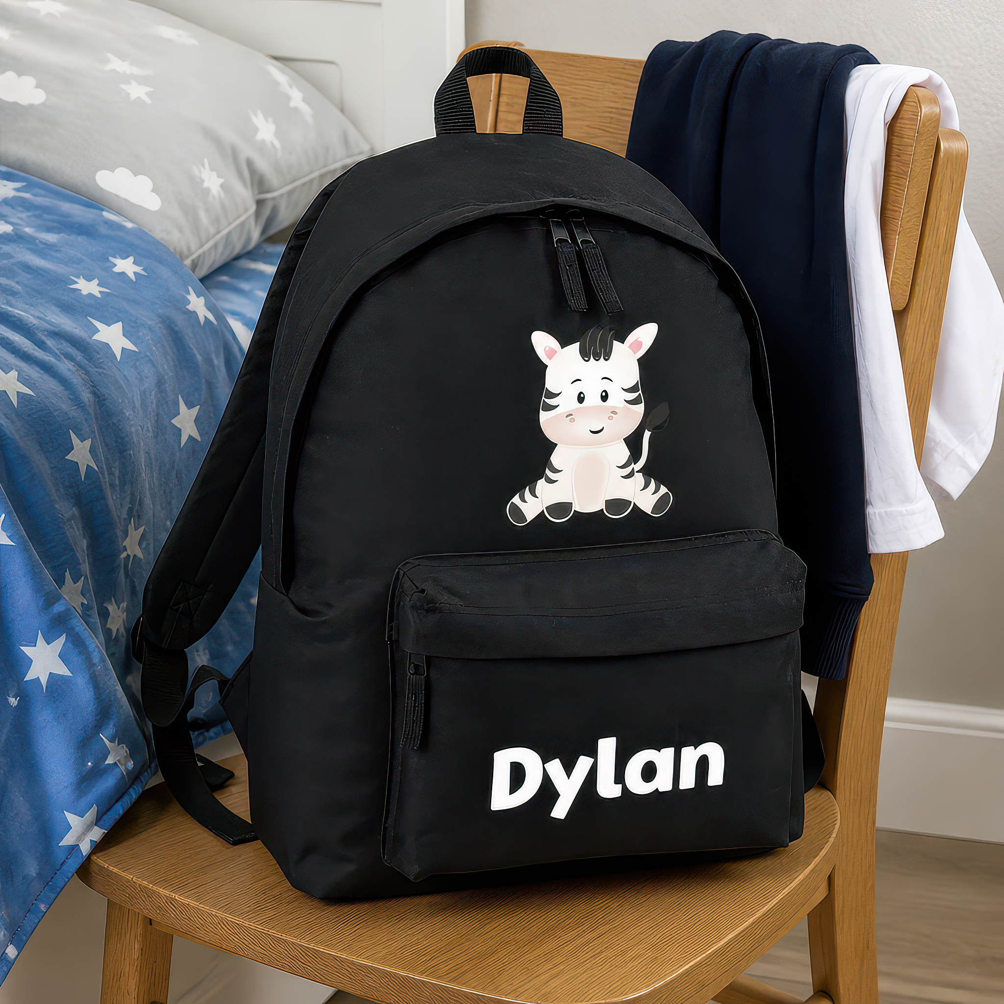 Personalised Zebra Kids Backpack with Name - alternative view