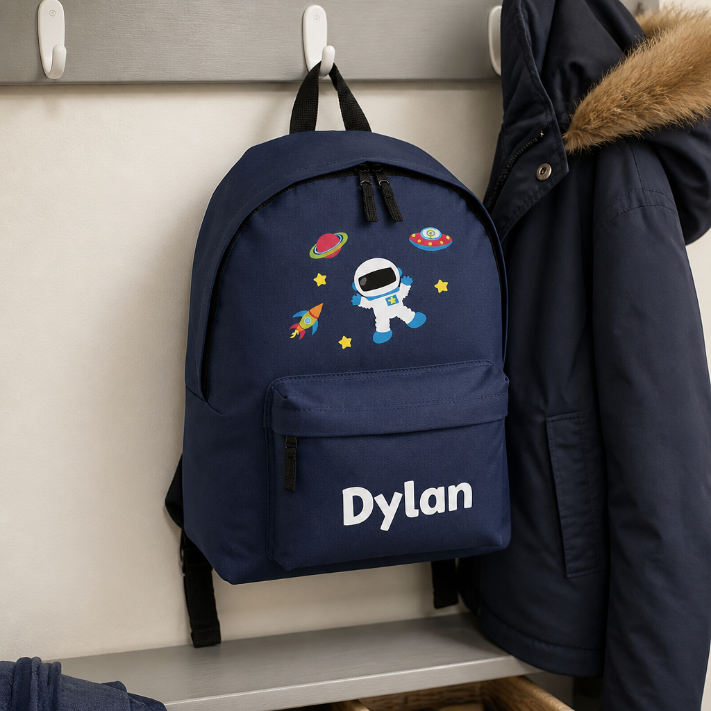 Personalised Space Envy - Navy Backpack - School Kids Backpack with Name