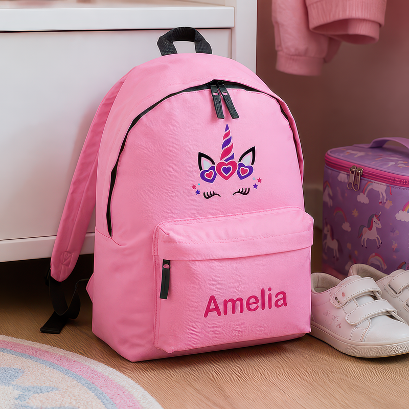 Personalised Unicorn - Pink Kids Backpack with Name - alternative view