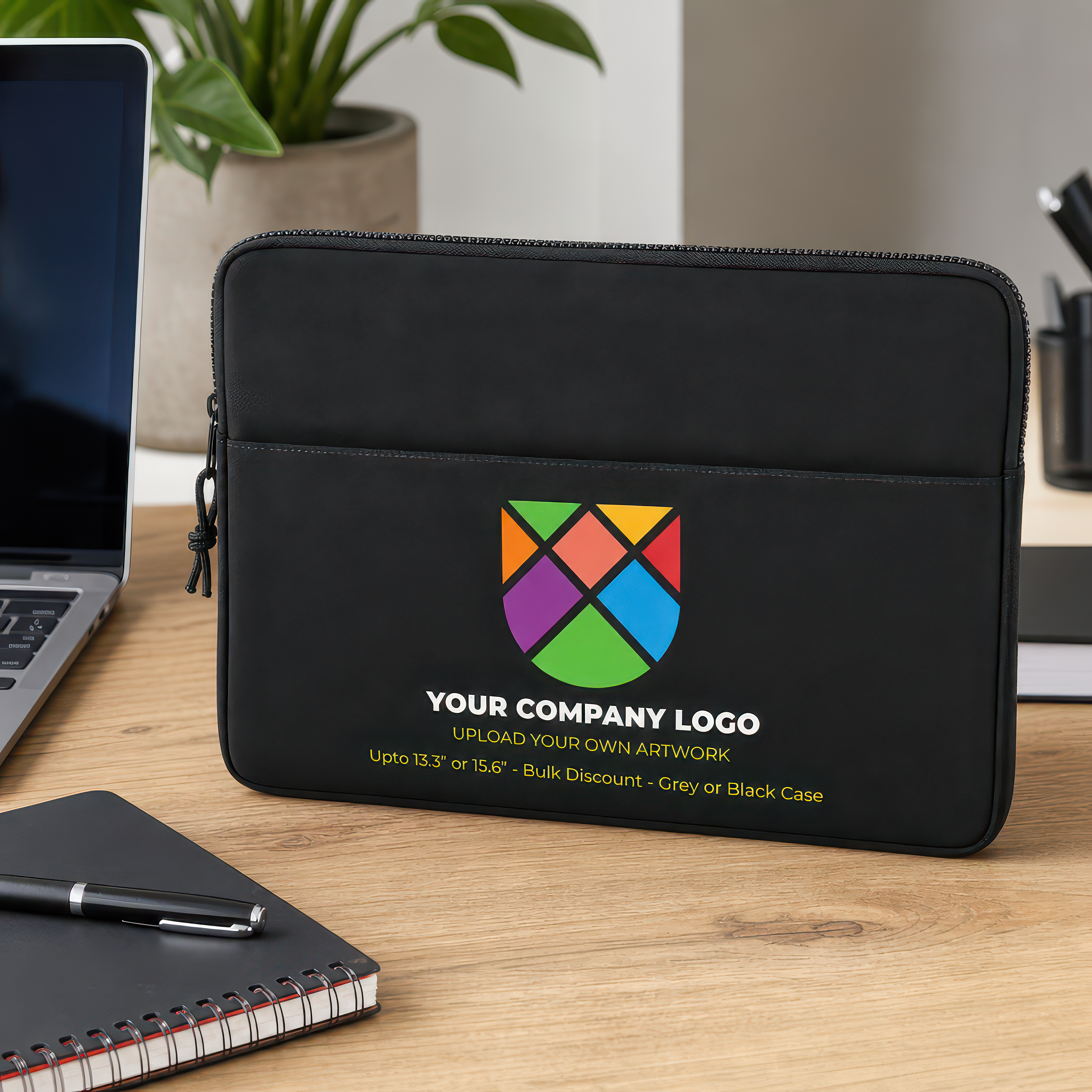 Personalised 13.3 Inch Laptop Sleeve with Logo or Artwork - 13.3" Grey - alternative view