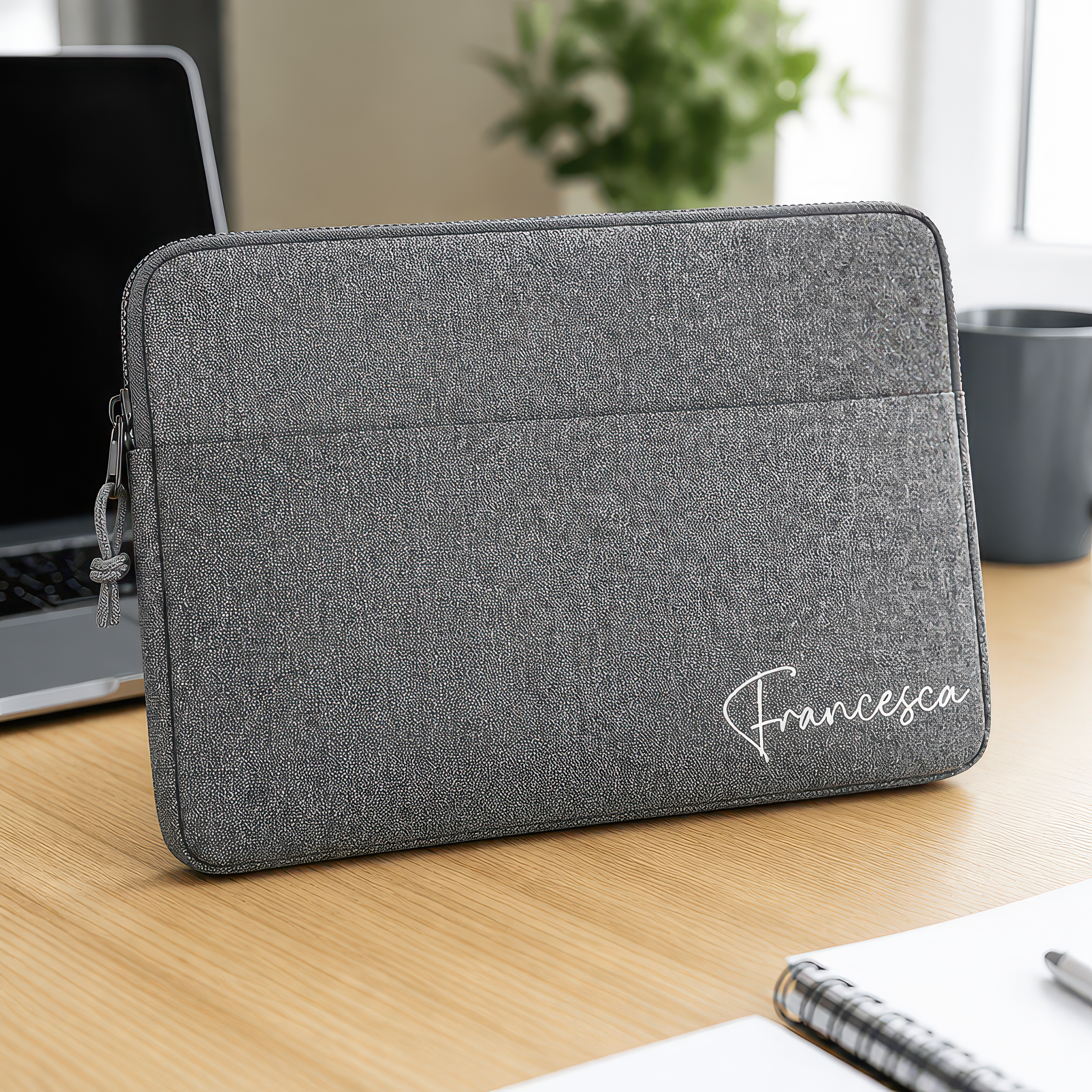 Personalised Grey 13 Inch Laptop Sleeve with Name or Initials