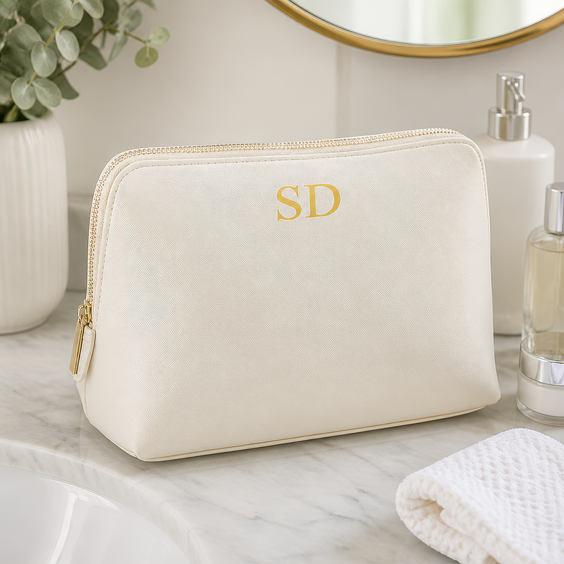 Personalised Oyster Cosmetic Bag with Initials - alternative view