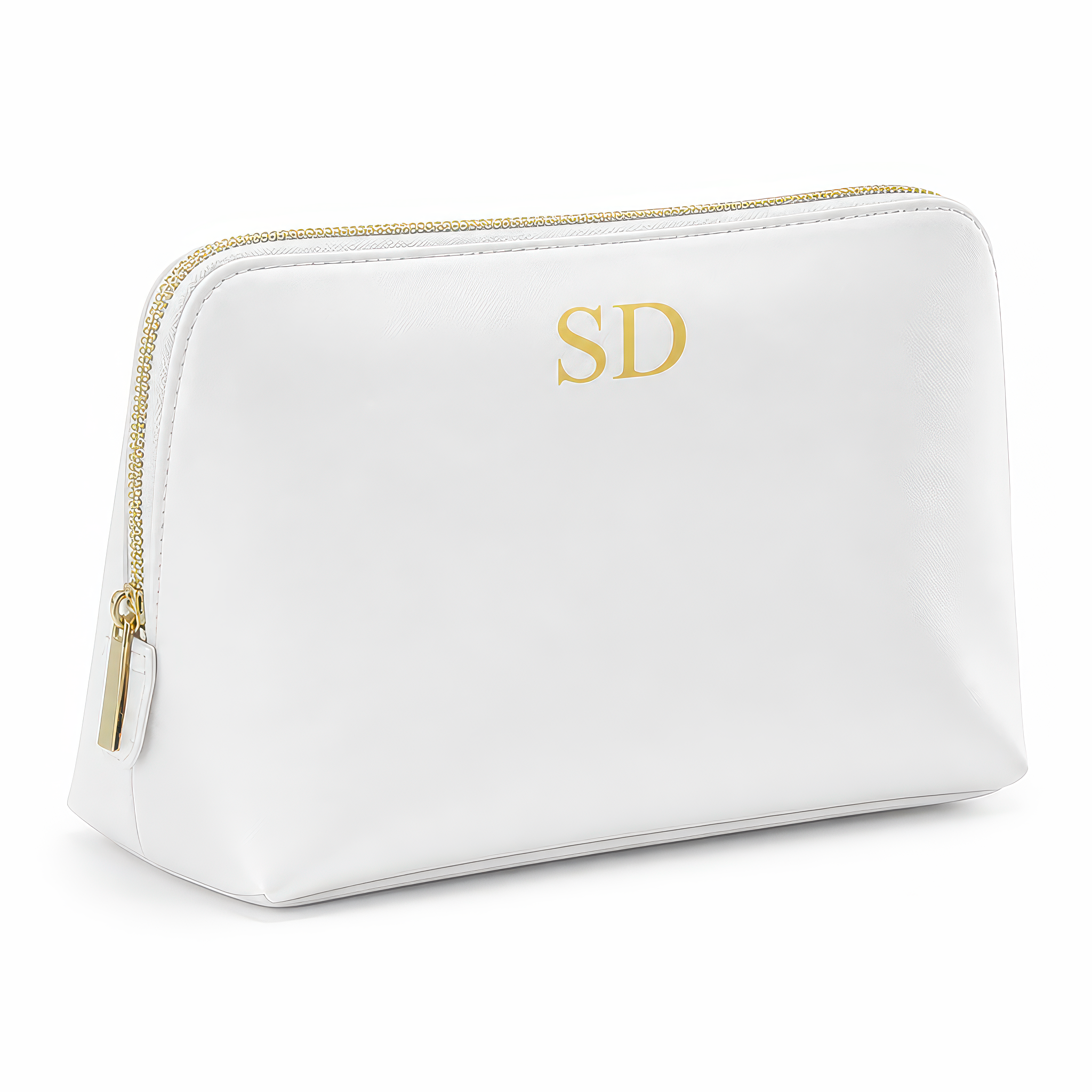Personalised Soft White Initial Makeup Bag with Initials - alternative view
