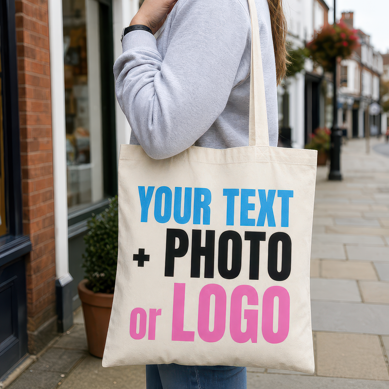 Personalised Natural Cotton Tote Bag for Logo, Photo or Text - alternative view